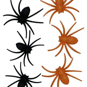 6 araignées paillettes noir et orange