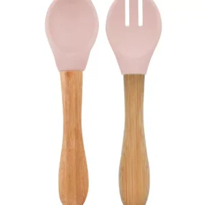 ZANBS2KH11384.webp Set 2 couverts en silicone & bambou – Rose poudré